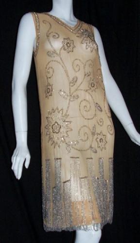 20s Flapper Dress DECO Cutouts BEADS Rhinestones