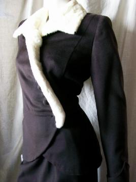 40s suit vintage suit cashmere ermine asymetrical