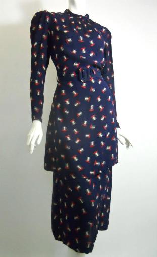 30s dress vintage dress novelty print