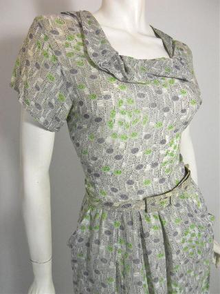 50s dress vintage dress atomic print dress