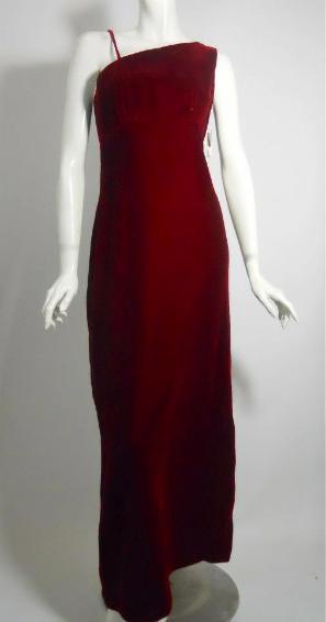 Dorothea's Closet Vintage gown, 60s gown, one shoulder gown, velvet gown