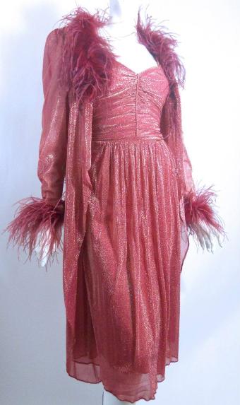 Dorothea's Closet Vintage dress, 70s dress, John Charles, vintage marabou