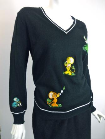 70s sweater embroidered sweater vintage clothing