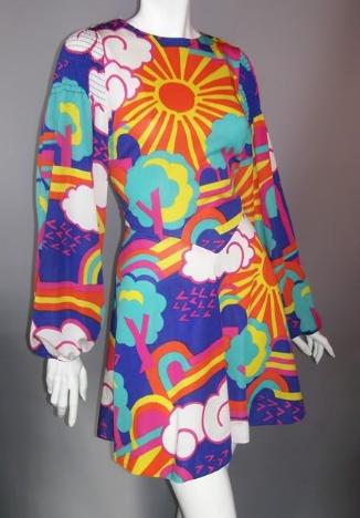 Dorothea's CLoset Vintage dress, 70s dress, Peter Max style