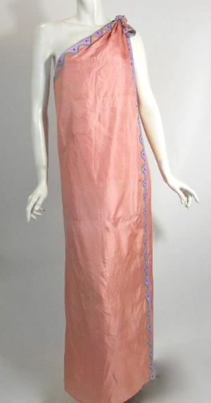 vintage dress one-shoulder dress bill tice 70s dress