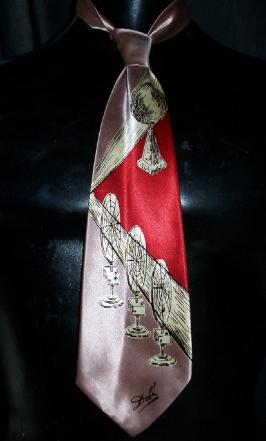 vintage tie SALVADOR DALI print silk 40s