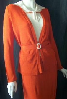 Vintage 30's dress set orange knit 3 pc.
