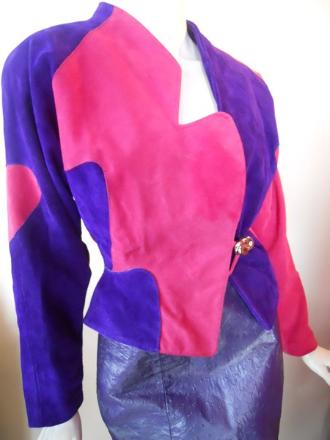 thierry mugler style jacket 80s jacket suede jacket