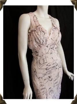 Vintage nightgown 40's rayon novelty print instruments music