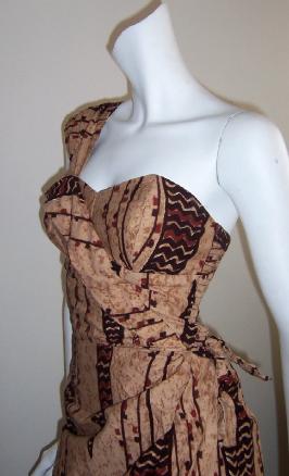Vintage 50's dress ALFRED SHAHEEN Sarong Wiggle Dress TIKI