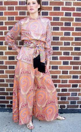 Guy Laroche style 70's palazzo pants with tunic and vest from Sarah Fredericks